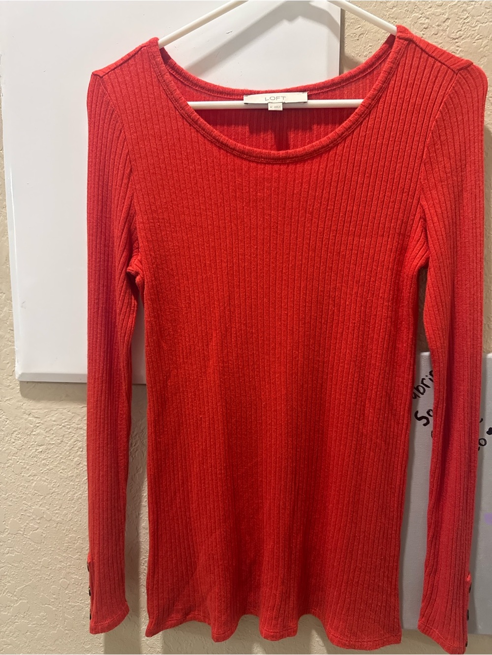 LOFT Ribbed Crew Neck Sweater - Red - Picture 3 of 4